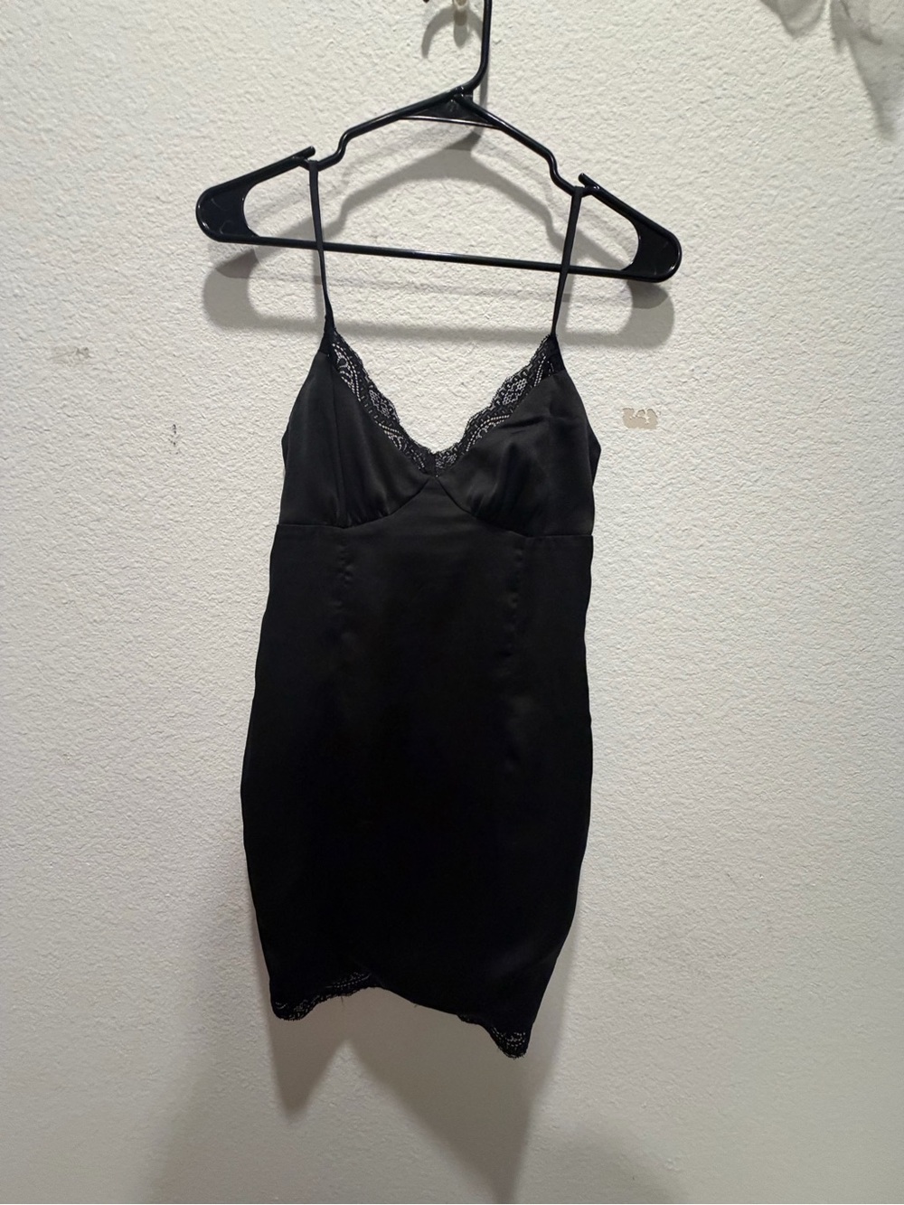 Princess Polly Black Satin Lace Mini Dress US 2 Y2K Slip Dress - Picture 3 of 5